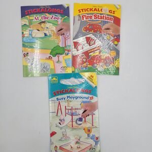 Vntg Golden Book Reusable Vinyl Stickers Stickalongs NEW Lot of 3 Different 1994